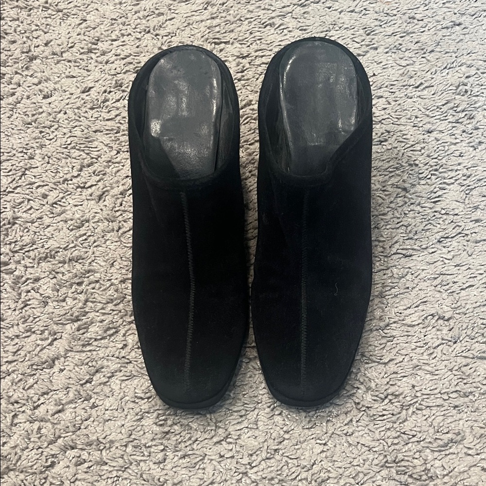 Prada Sport Black Suede Wedge Mule